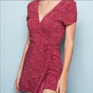 Brandy Melville - Red Floral Wrap Dress